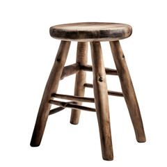 Poster - A small rustic wooden stool, isolated on a empty plain background