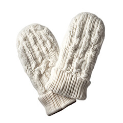 Poster - A pair of thick winter mittens, isolated on a empty plain background