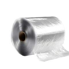 Poster - A roll of clear plastic wrap, partially unrolled, isolated on a empty plain background