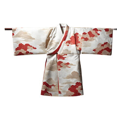 Poster - A traditional Japanese kimono neatly folded, isolated on a empty plain background