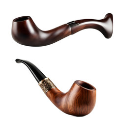 Poster - A wooden smoking pipe with curved stem, isolated on a empty plain background
