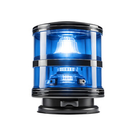 Poster - A rotating blue emergency beacon light, isolated on a empty plain background