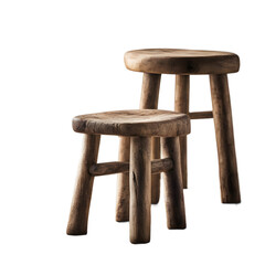 Poster - A small rustic wooden stool, isolated on a empty plain background