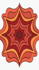 Poster - Abstract layered flower design in shades of red orange with transparent background