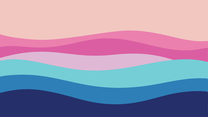 Poster - Abstract layered waves in shades of pink and blue perfect for various design needs