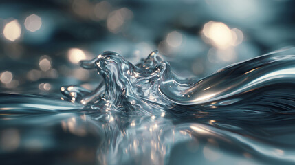 Aufkleber - A close-up view captures the fluid motion of liquid metal resembling mercury. This dynamic transformation highlights the unique properties of smart materials like shape memory alloys in action.