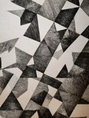 Poster - Sharp Triangle Pattern Contrasts With Soft Base, Creating a Dynamic Visual Effect in Monochrome Artwork