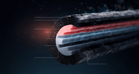 Aufkleber - This visualization showcases the internal structure of a smart material capable of transformation.