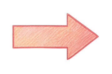 Poster - Hand-drawn arrow pointing rightward, featuring orange-to-red gradient on transparent background, ideal for graphic design, presentations, visual communication