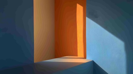 Aufkleber - Abstract Sunlight Illuminating Blue and Orange Walls