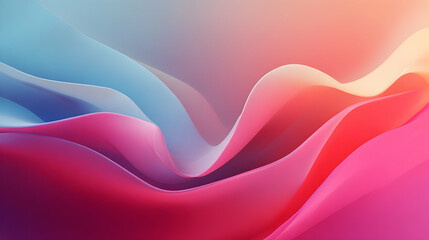 Poster - Gradient colored wavy pattern in flowing liquid shapes featuring pinks and blues and layered depths