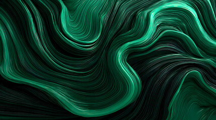 Poster - Abstract emerald green flowing lines create an ethereal and dramatic visual texture and depth
