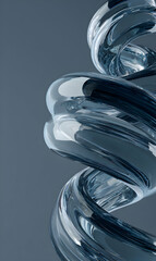 Poster - Abstract fluid glass form art creating dynamic swirl shapes with light reflecting in transparent curves design