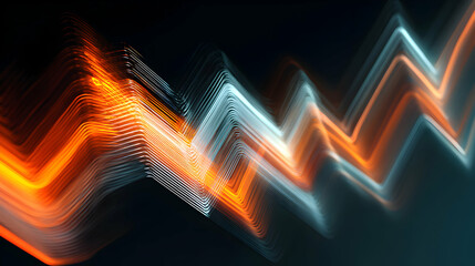 Poster - Abstract glowing lines zigzagging across a dark background creating a dynamic and energetic visual pattern