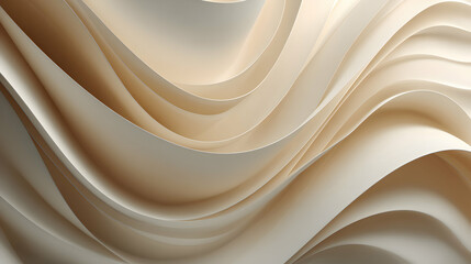 Poster - Elegant waves of ivory paper cascading in a rhythmic dance of light and shadow creating fluid movement