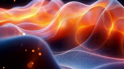 Poster - Abstract Fluid Gradient: Mesmerizing gradient of vibrant blue and orange abstract smoke fluid art, evoking a sense of motion, energy, and wonder.