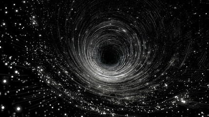 Poster - Abstract space vortex with illuminated particles creating a futuristic tunnel effect
