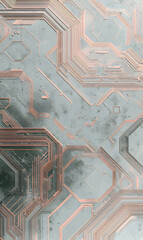 Poster - Complex circuitry patterns create a futuristic wallpaper design with metallic accents and subtle color variations abstract technology art