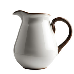 Poster - A ceramic water pitcher with handle and spout, isolated on a empty plain background