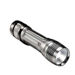 Poster - A hand-held flashlight (torch) with LED light, isolated on a empty plain background