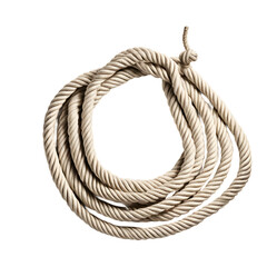 Poster - A coiled rope lasso with knot, ready to throw, isolated on a empty plain background