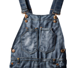 Poster - A pair of denim overalls with adjustable straps, isolated on a empty plain background