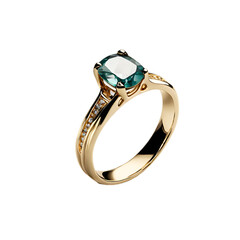 Poster - A delicate gold ring with a small gemstone, isolated on a empty plain background