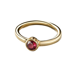 Poster - A delicate gold ring with a small gemstone, isolated on a empty plain background