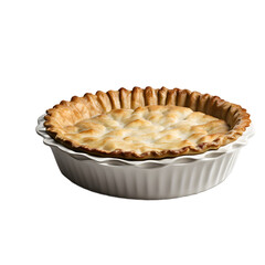 Poster - A fluted pie dish (tourtière) made of ceramic, isolated on a empty plain background