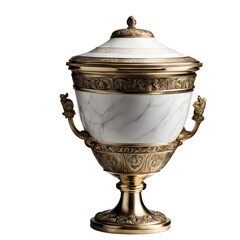 Poster - A funerary urn with decorative lid, isolated on a empty plain background
