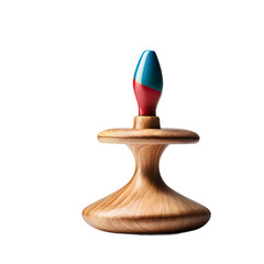 Poster - A colorful spinning top with wooden handle, isolated on a empty plain background
