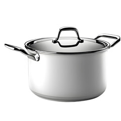Poster - A medium-sized saucepan with lid and handle, isolated on a empty plain background