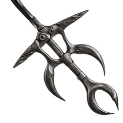 Poster - A grappling hook with four curved claws, isolated on a empty plain background