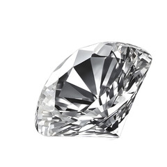 Poster - A cut diamond with brilliant facets, sparkling, isolated on a empty plain background