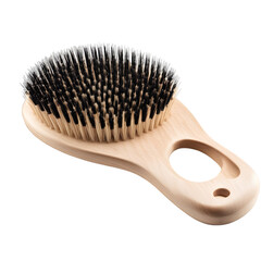 Poster - A classic hairbrush with wooden handle and soft bristles, isolated on a empty plain background