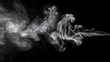 Poster - White smoke flowing and swirling against a black background. Abstract gas texture for mysterious overlay and artistic effect footage.