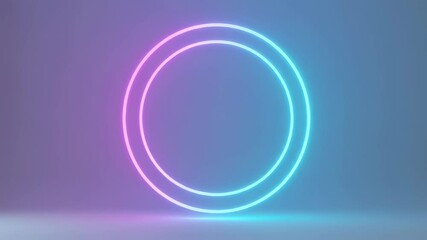 Poster - Neon glowing concentric light ring forming an abstract digital background. Futuristic portal concept for modern technology or virtual reality animation.