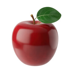 Fototapete - Red apple with leaf isolated on transparent background