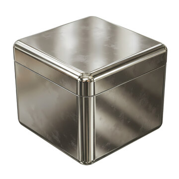 Brushed Metal Cube Texture A Detailed 3D Render of a Metallic Surface isolated on transparent bacckground