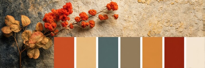 Poster - Retro Textured Chart Showcasing Warm Fall Palette With a Focus on Earthy Tones and Natural Elements Enhancing Seasonal Aesthetics