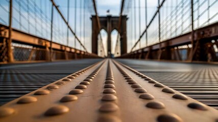Aufkleber - A medium closeup shot capturing the texture of the bridges surface highlighting the contrast between the rugged metal supports and the smooth reinforced surface made for vehicle