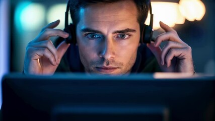Poster - An operator experiencing a moment of concentration hands firmly grasping the sensor while the screen illuminates their face with a soft vibrant glow.