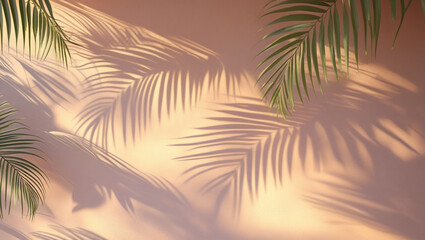 Aufkleber - Tropical palm leaf shadow on wall summer background nature plant light design wallpaper pattern aesthetic