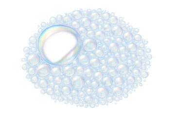 Poster - Foaming bath soap creating bubbly letter o shape on transparent surface, representing cleanliness and freshness