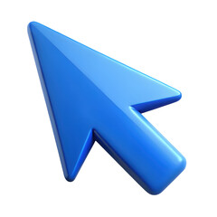 Poster - Glossy blue computer mouse cursor arrow pointing up isolated against a black background