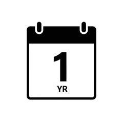 Poster - A black and white calendar icon showing the first year anniversary or a yearly event reminder image