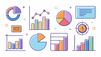 Wall Mural - business graph and chart icon set: vector infographic design elements for data report illustration