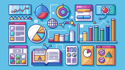 Wall Mural - flat vector set of business, computer, and mobile technology icons for web design, perfect for illus