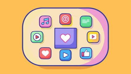 Wall Mural - flat design vector social media app icons with shadow, perfect for mobile, web, and business technol