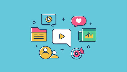Wall Mural - flat design vector icons set for web, mobile, and digital communication technology